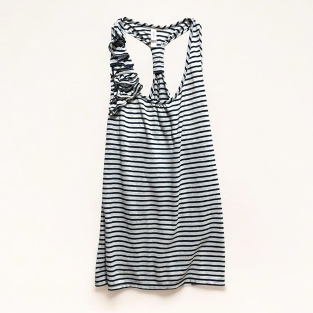 Striped Racerback Top with Ruffle Detail